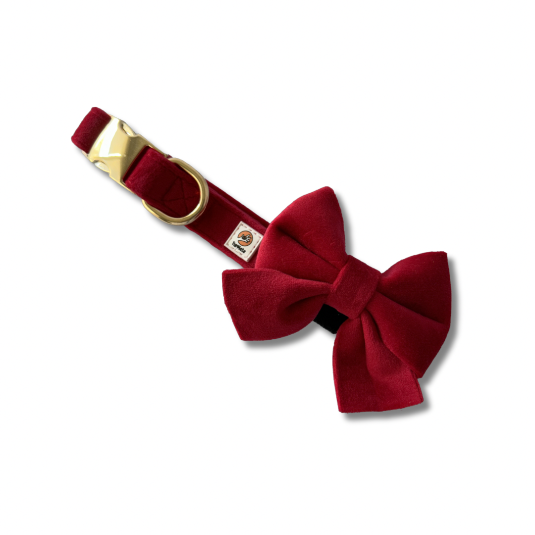 Velvet Sailor Bow - Red