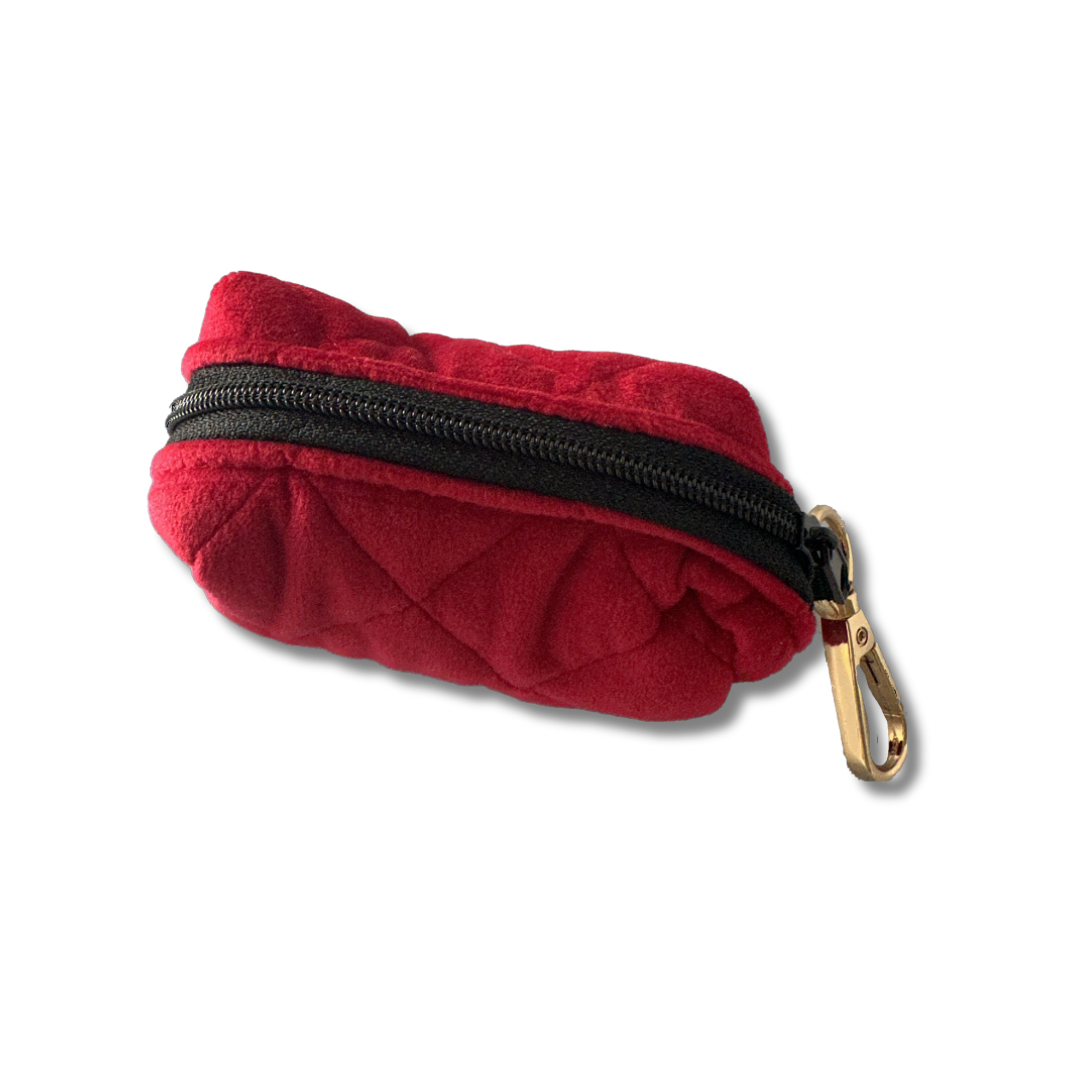 Velvet Poo Bag Holder - Red