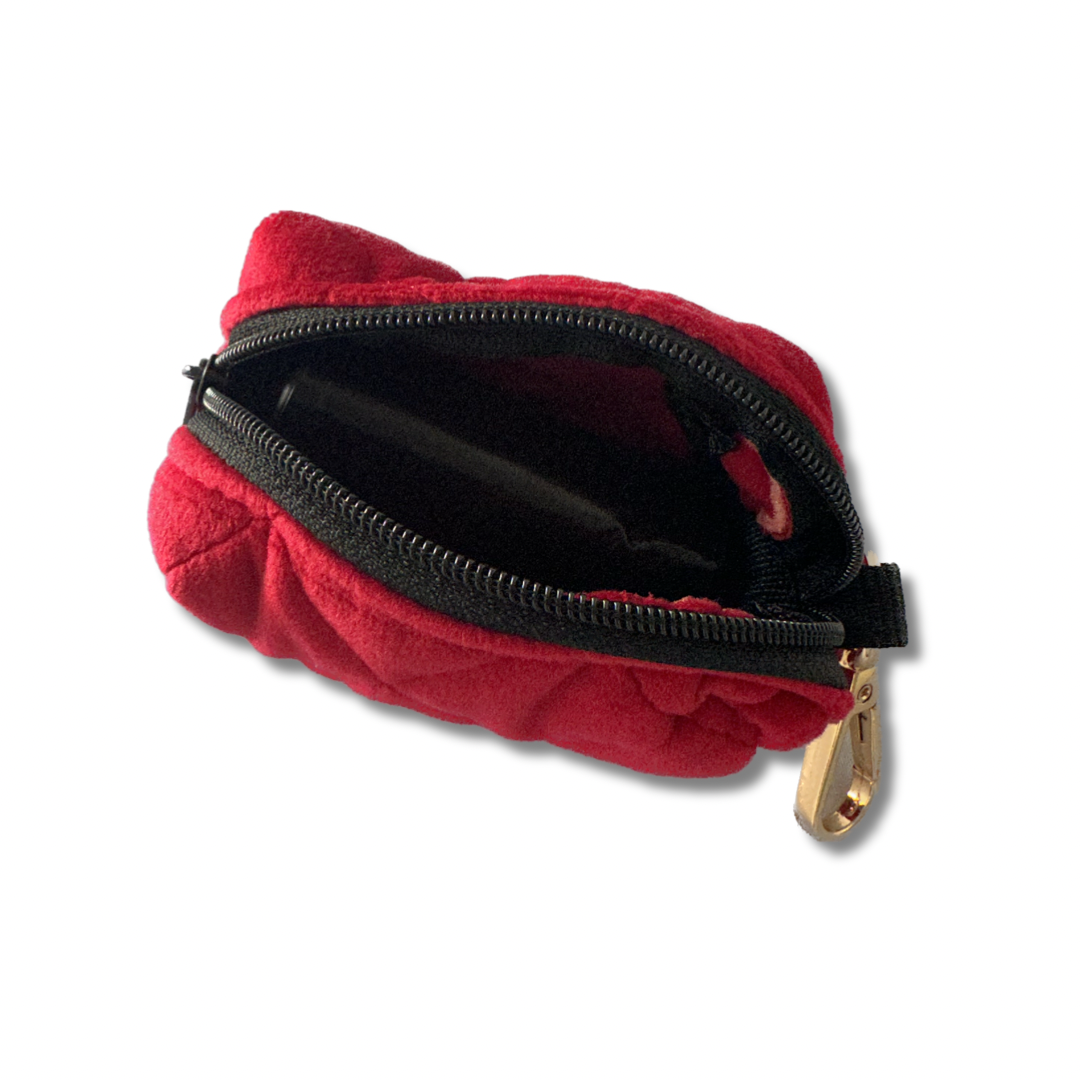 Velvet Poo Bag Holder - Red