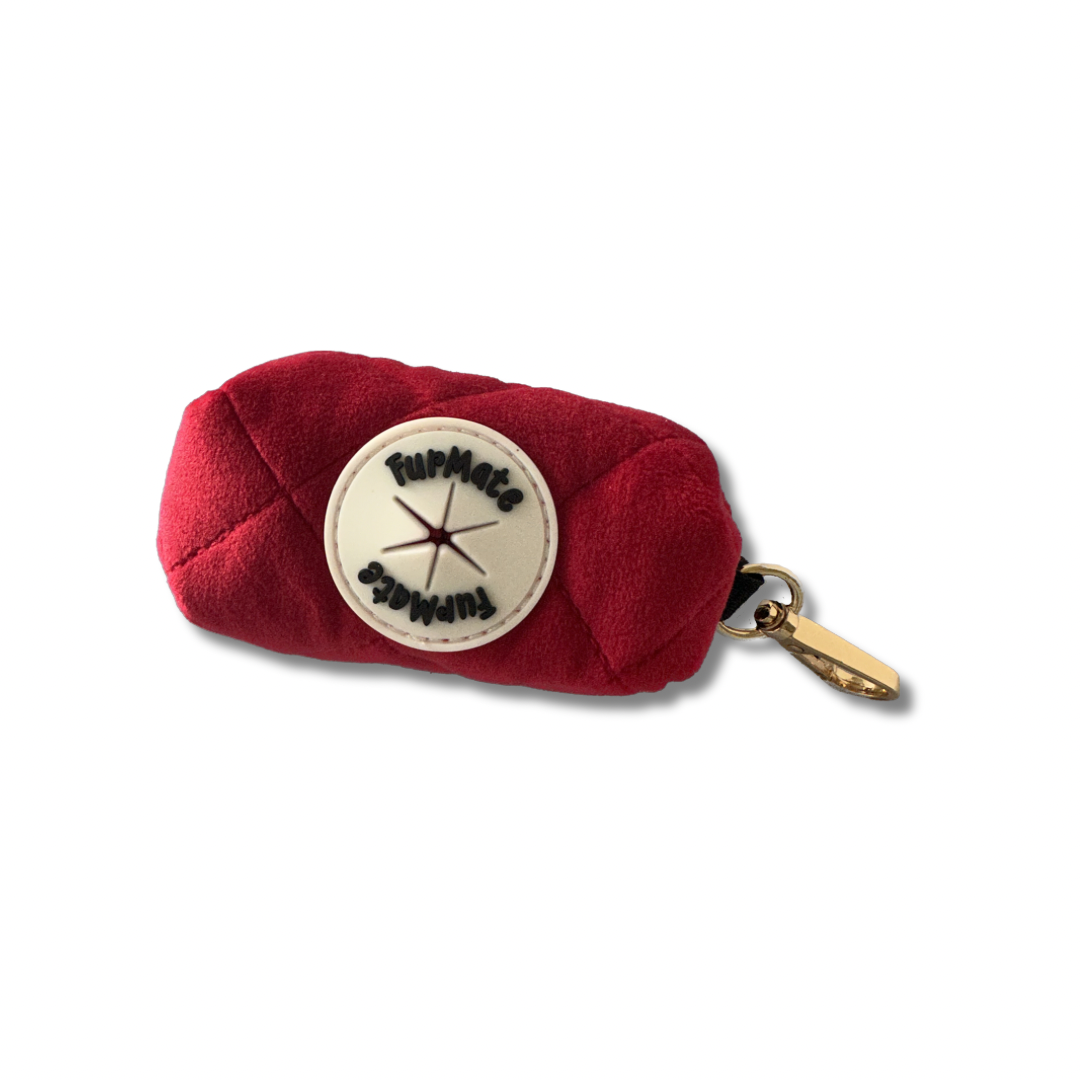 Velvet Poo Bag Holder - Red